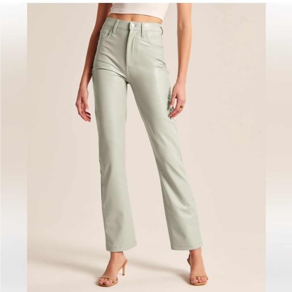 Abercrombie & Fitch The 90s Straight Ultra High Rise Vegan Leather Pants - Picture 2 of 5